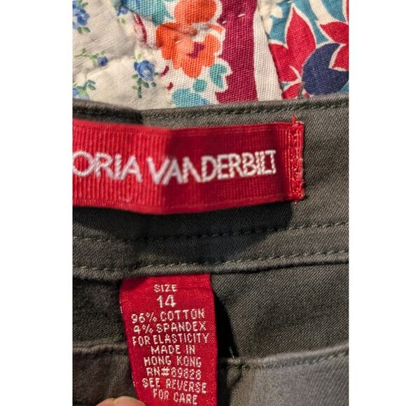 Gloria Vanderbilt Loden Side Zip No Waistband Flat Front Pedal Pusher Pant Sz 14 - Picture 9 of 11